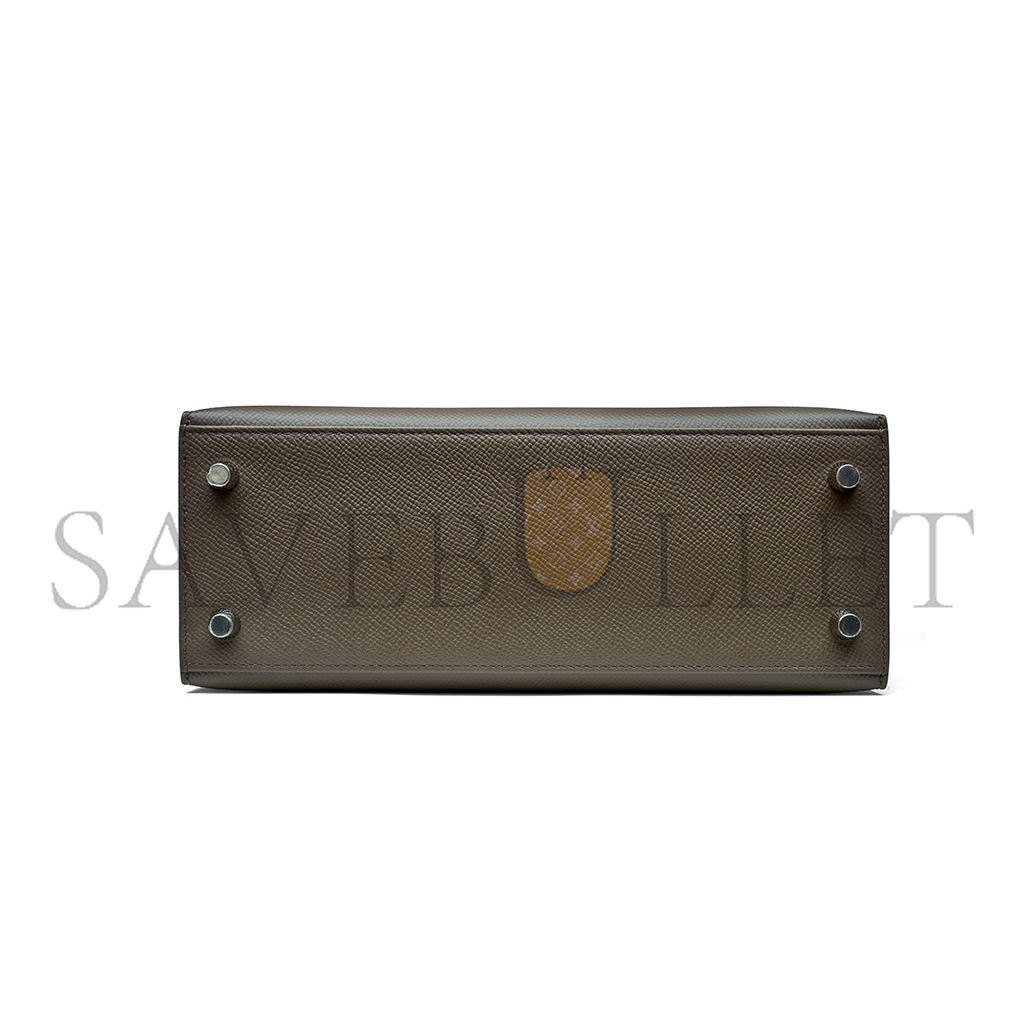 HERMÈS MASTER GRIS TOURTERELLE EPSOM KELLY 25 SELLIER PALLADIUM HARDWARE (25*17*7cm)